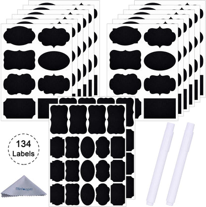 190 Pcs Chalkboard Labels, Waterproof Blackboard Stickers | Multiple Sizes, Durable Vinyl, Reusable, Removable, for Storage Bins, Food Container, Mason Jars, Bottles