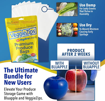 Bluapple Produce Saver Ethylene Gas Absorber - Fresh Fruit & Vegetable Storage for Refrigerator Crisper, Shelves & Fruit Bowls, Produce Keeper, Fruit Saver, Kitchen Must Haves, BPA-Free - 2-Pack