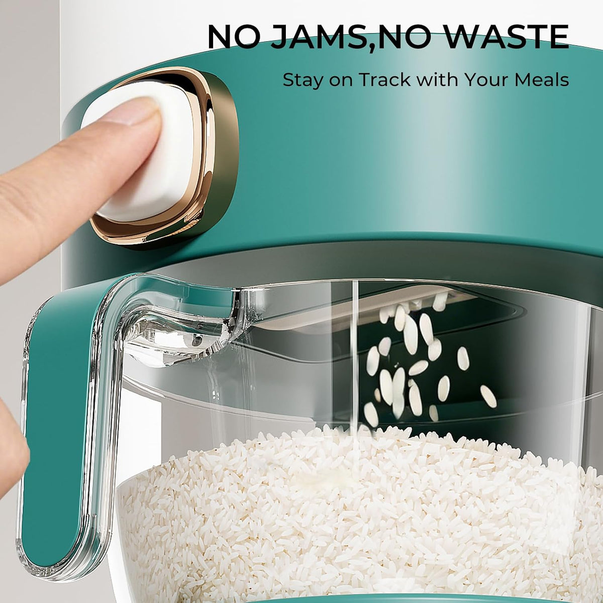 Rice Dispenser 23-25 LB,Airtight Rice Storage Container,Measuring Cup | Cream White Rice Holder,Sealed Design Helps Protect Rice,Cereal and Dry Foods From Moisture,Measuring Cup Lid Keeps Dust Out