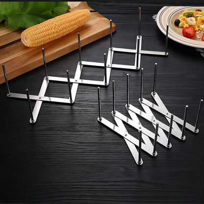 Adjustable Pot Lid Organizers, Dish Rack to Store Houseware, Plate Rack While Cooking, Kitchen Cabinet Pantry Pan and Pot Lid Organizer Rack Holder,4 sectional, 1Pcs