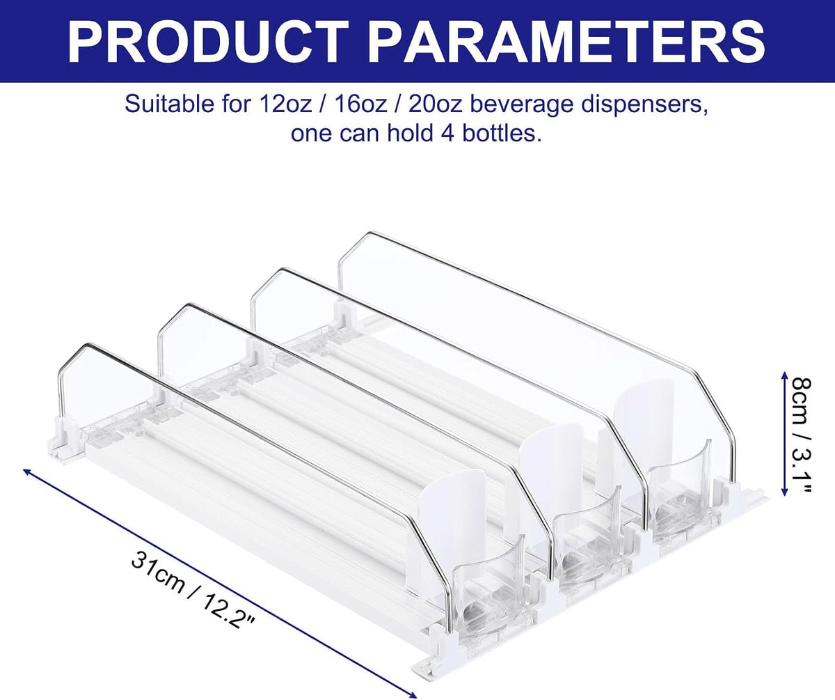 6pcs Soda Can Organizer for Refrigerator, Self-Pushing Drink Organizer for Fridge, Width Adjustable Drink Dispenser Beverage Pusher For Pantry Vending Machine, Black