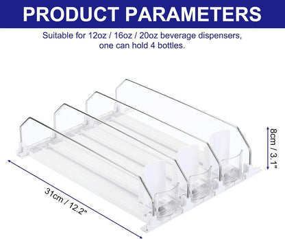 6pcs Soda Can Organizer for Refrigerator, Self-Pushing Drink Organizer for Fridge, Width Adjustable Drink Dispenser Beverage Pusher For Pantry Vending Machine, Black