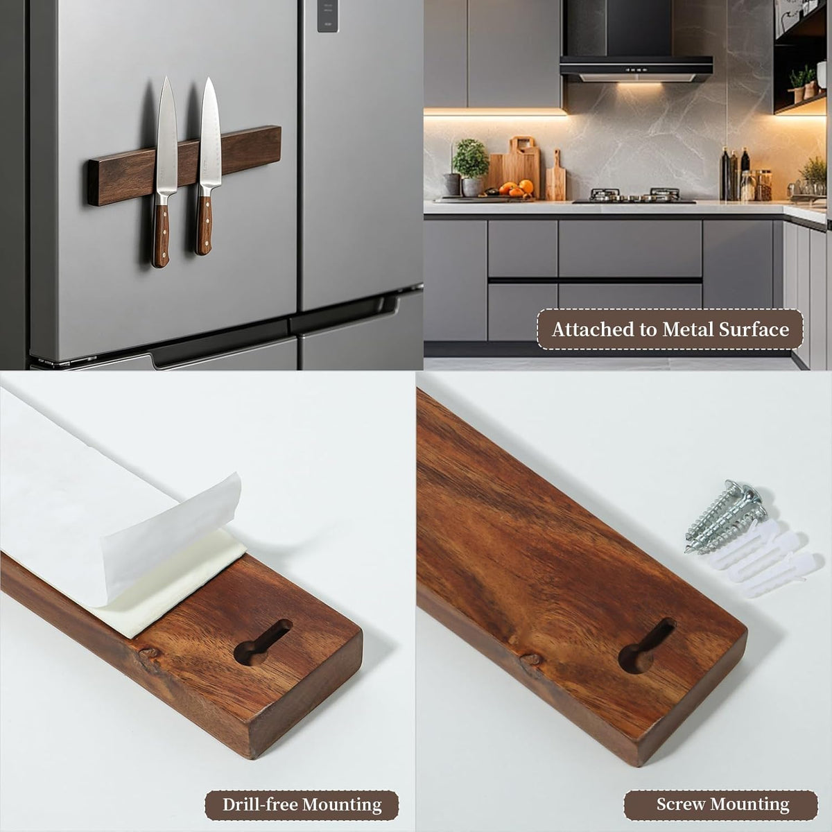 Magnetic Knife Holder for Wall, 20 Inch Acacia Wood Magnetic Knife Strip