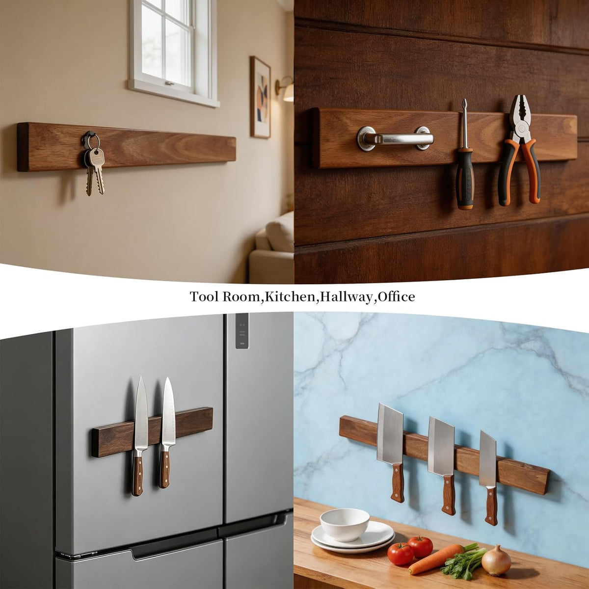 Magnetic Knife Holder for Wall, 20 Inch Acacia Wood Magnetic Knife Strip