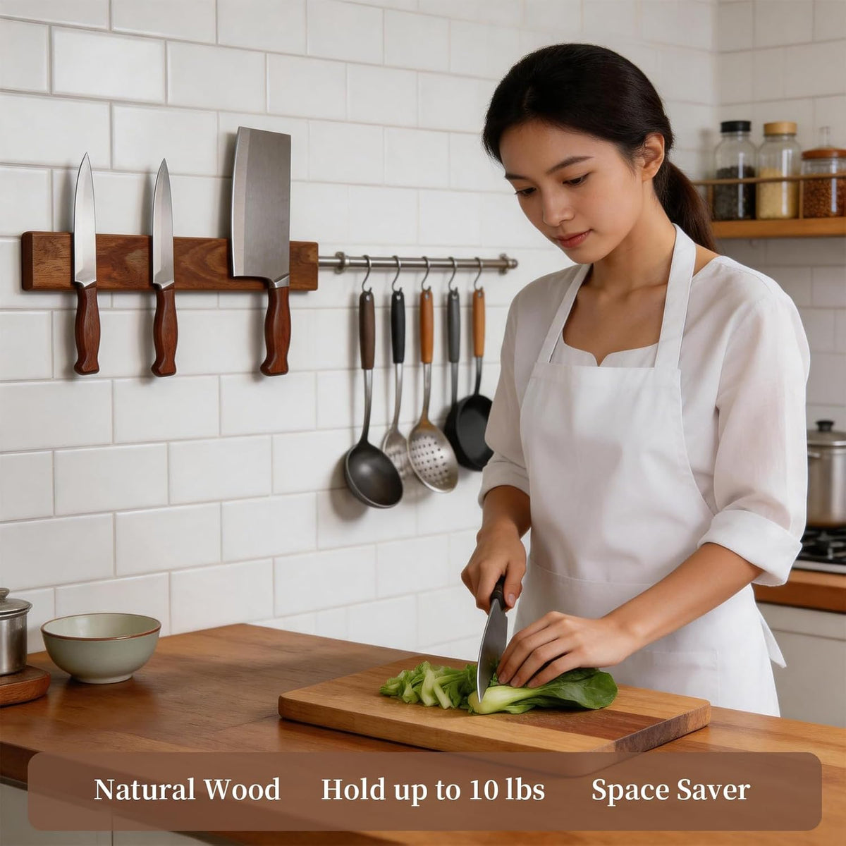 Magnetic Knife Holder for Wall, 20 Inch Acacia Wood Magnetic Knife Strip