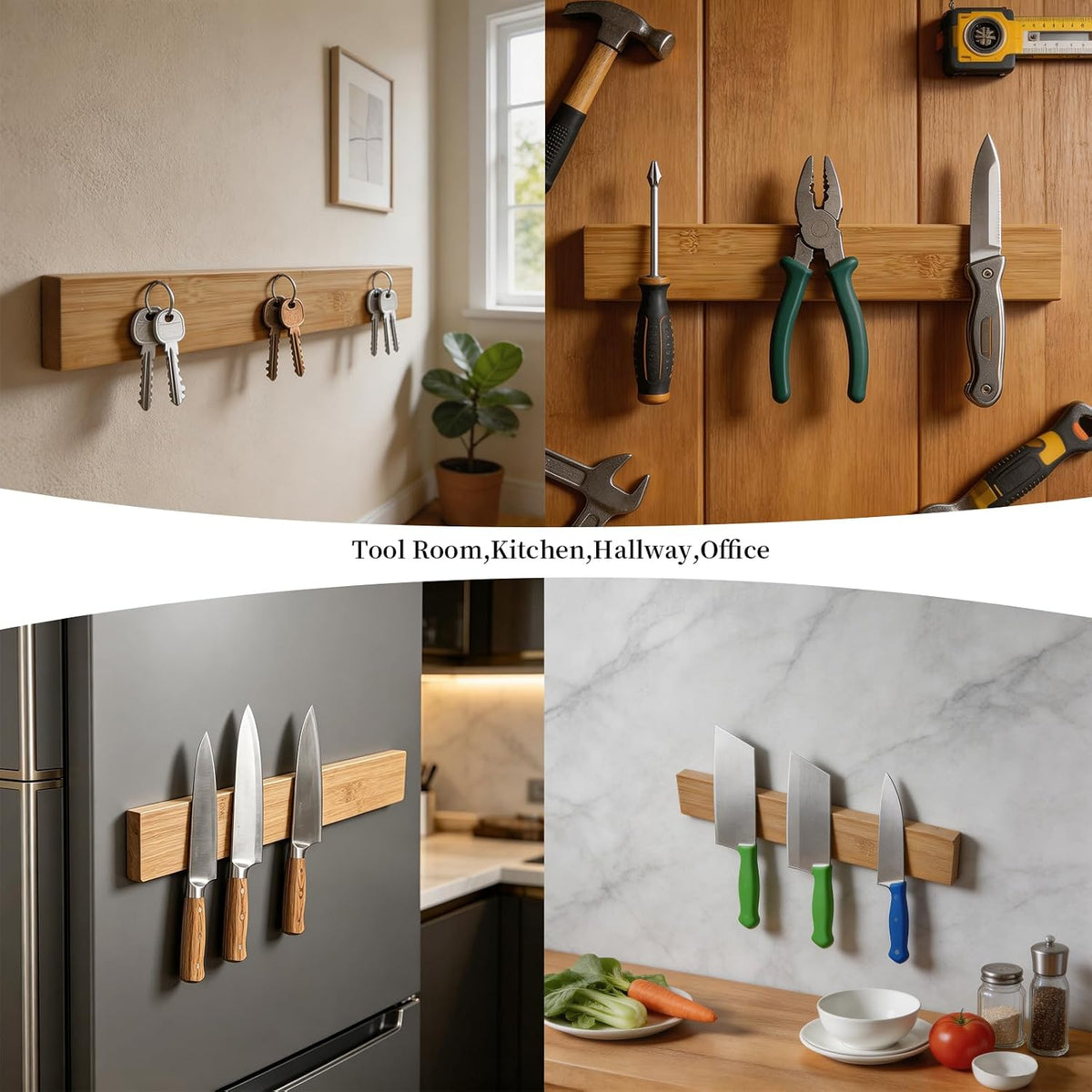 Magnetic Knife Holder for Wall, 20 Inch Acacia Wood Magnetic Knife Strip