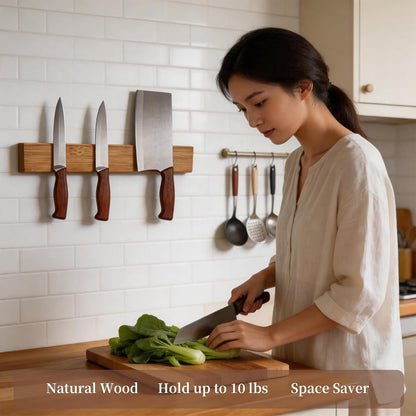 Magnetic Knife Holder for Wall, 20 Inch Acacia Wood Magnetic Knife Strip