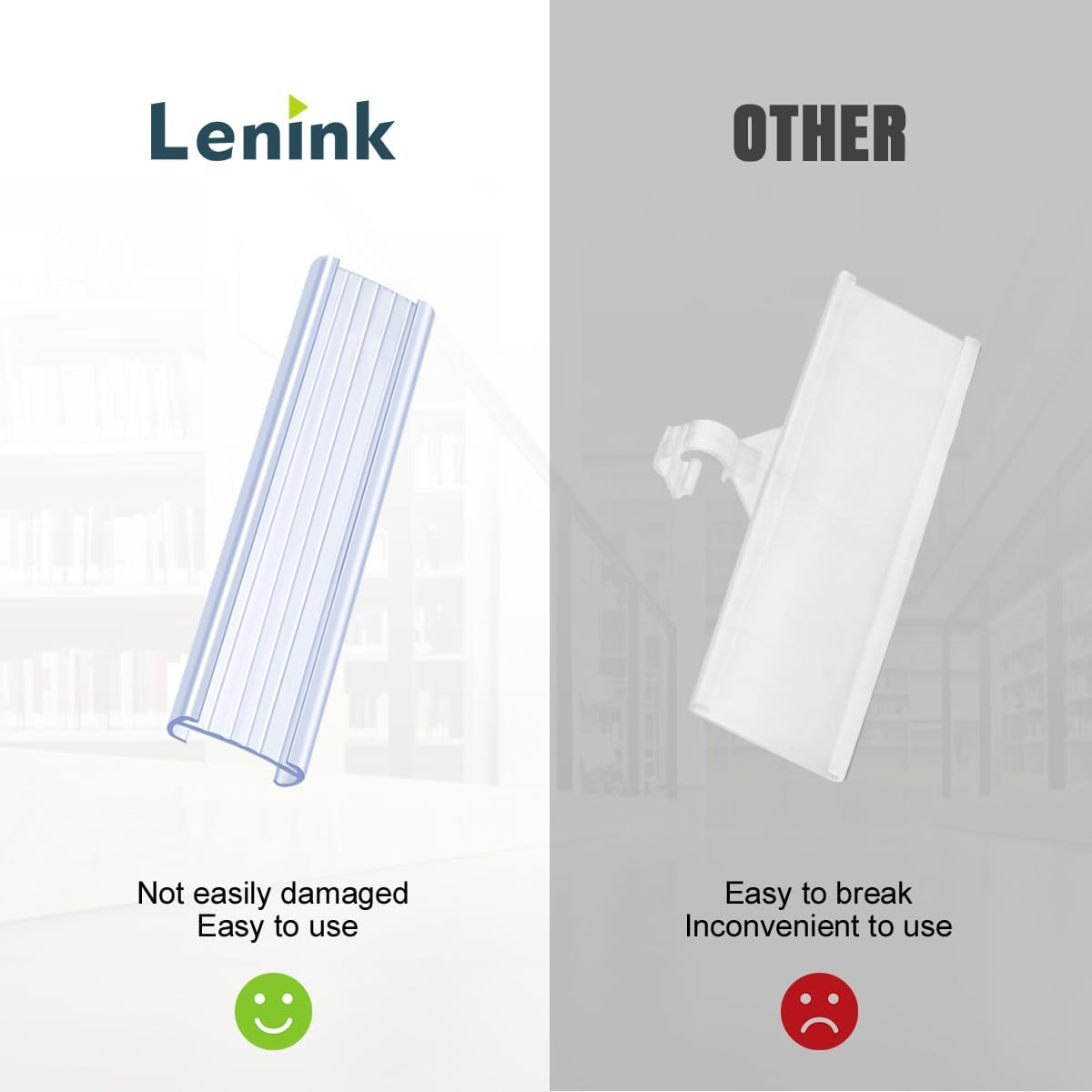 100Pcs Wire Shelf Label Holders with 100Pcs Label Paper Inserts, Plastic Wire Rack Label Holder Compatible with Metro and Nexel 1-1/4in Shelves, Label Area 3in Lx1.25in H