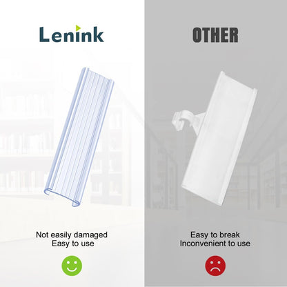 100Pcs Wire Shelf Label Holders with 100Pcs Label Paper Inserts, Plastic Wire Rack Label Holder Compatible with Metro and Nexel 1-1/4in Shelves, Label Area 3in Lx1.25in H