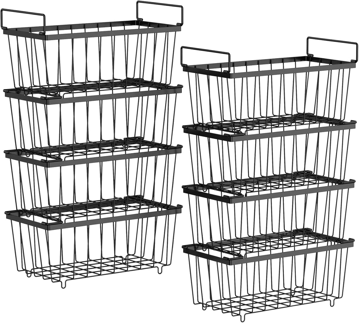 Freezer Organizer Bins - Storage Baskets for 5 to 7 Cu.Ft | Easy Access Handles, Steel Wire Baskets, Vertical Storage for Frozen Food, Sorts Meat, Vegetables and Small Packages, Home