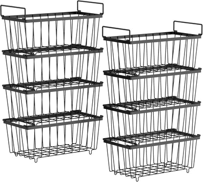 Freezer Organizer Bins - Storage Baskets for 5 to 7 Cu.Ft | Easy Access Handles, Steel Wire Baskets, Vertical Storage for Frozen Food, Sorts Meat, Vegetables and Small Packages, Home