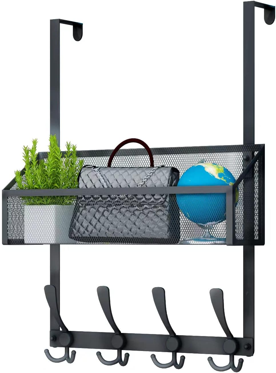 Over The Door Hooks Organizer, Coat Rack Over The Door Storage Hanger Towel Rack, Back of Door Storage Organizer for Bathroom,Bedroom,Kitchen,Office (Black, 3-Tier)