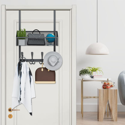 Over The Door Hooks Organizer, Coat Rack Over The Door Storage Hanger Towel Rack, Back of Door Storage Organizer for Bathroom,Bedroom,Kitchen,Office (Black, 3-Tier)