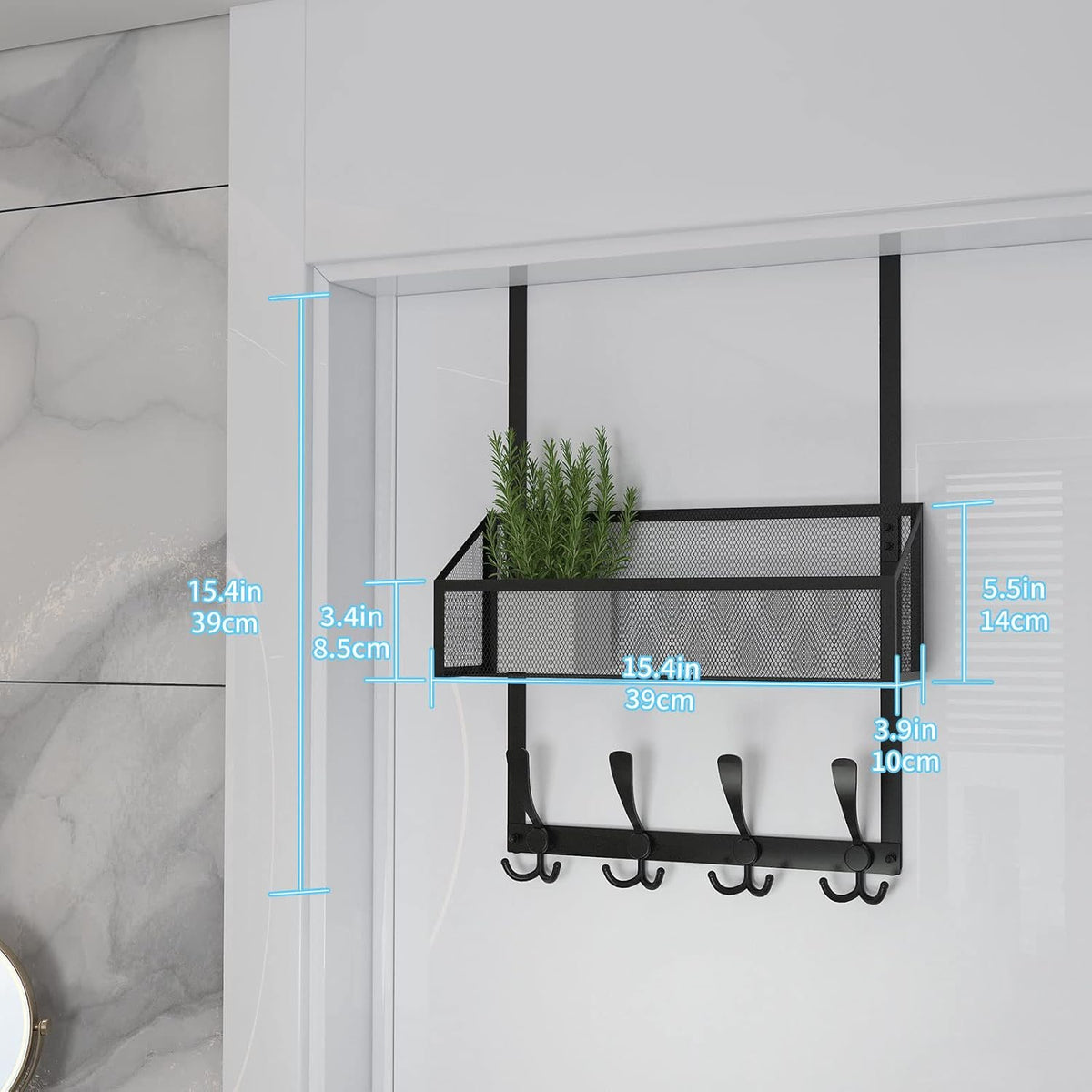 Over The Door Hooks Organizer, Coat Rack Over The Door Storage Hanger Towel Rack, Back of Door Storage Organizer for Bathroom,Bedroom,Kitchen,Office (Black, 3-Tier)