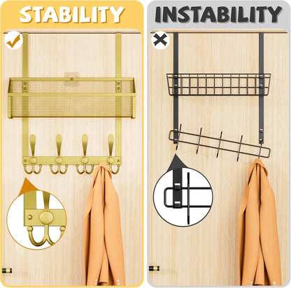 Over The Door Hooks Organizer, Coat Rack Over The Door Storage Hanger Towel Rack, Back of Door Storage Organizer for Bathroom,Bedroom,Kitchen,Office (Black, 3-Tier)