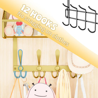 Over The Door Hooks Organizer, Coat Rack Over The Door Storage Hanger Towel Rack, Back of Door Storage Organizer for Bathroom,Bedroom,Kitchen,Office (Black, 3-Tier)