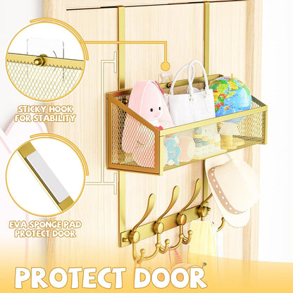 Over The Door Hooks Organizer, Coat Rack Over The Door Storage Hanger Towel Rack, Back of Door Storage Organizer for Bathroom,Bedroom,Kitchen,Office (Black, 3-Tier)