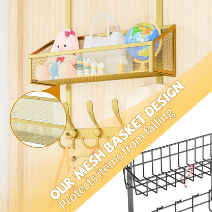 Over The Door Hooks Organizer, Coat Rack Over The Door Storage Hanger Towel Rack, Back of Door Storage Organizer for Bathroom,Bedroom,Kitchen,Office (Black, 3-Tier)