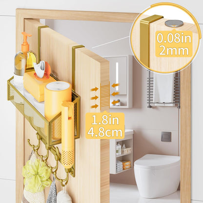 Over The Door Hooks Organizer, Coat Rack Over The Door Storage Hanger Towel Rack, Back of Door Storage Organizer for Bathroom,Bedroom,Kitchen,Office (Black, 3-Tier)