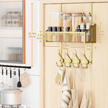 Over The Door Hooks Organizer, Coat Rack Over The Door Storage Hanger Towel Rack, Back of Door Storage Organizer for Bathroom,Bedroom,Kitchen,Office (Black, 3-Tier)