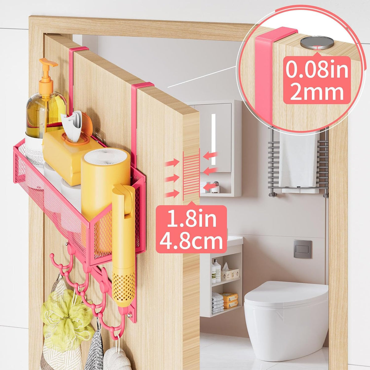Over The Door Hooks Organizer, Coat Rack Over The Door Storage Hanger Towel Rack, Back of Door Storage Organizer for Bathroom,Bedroom,Kitchen,Office (Black, 3-Tier)