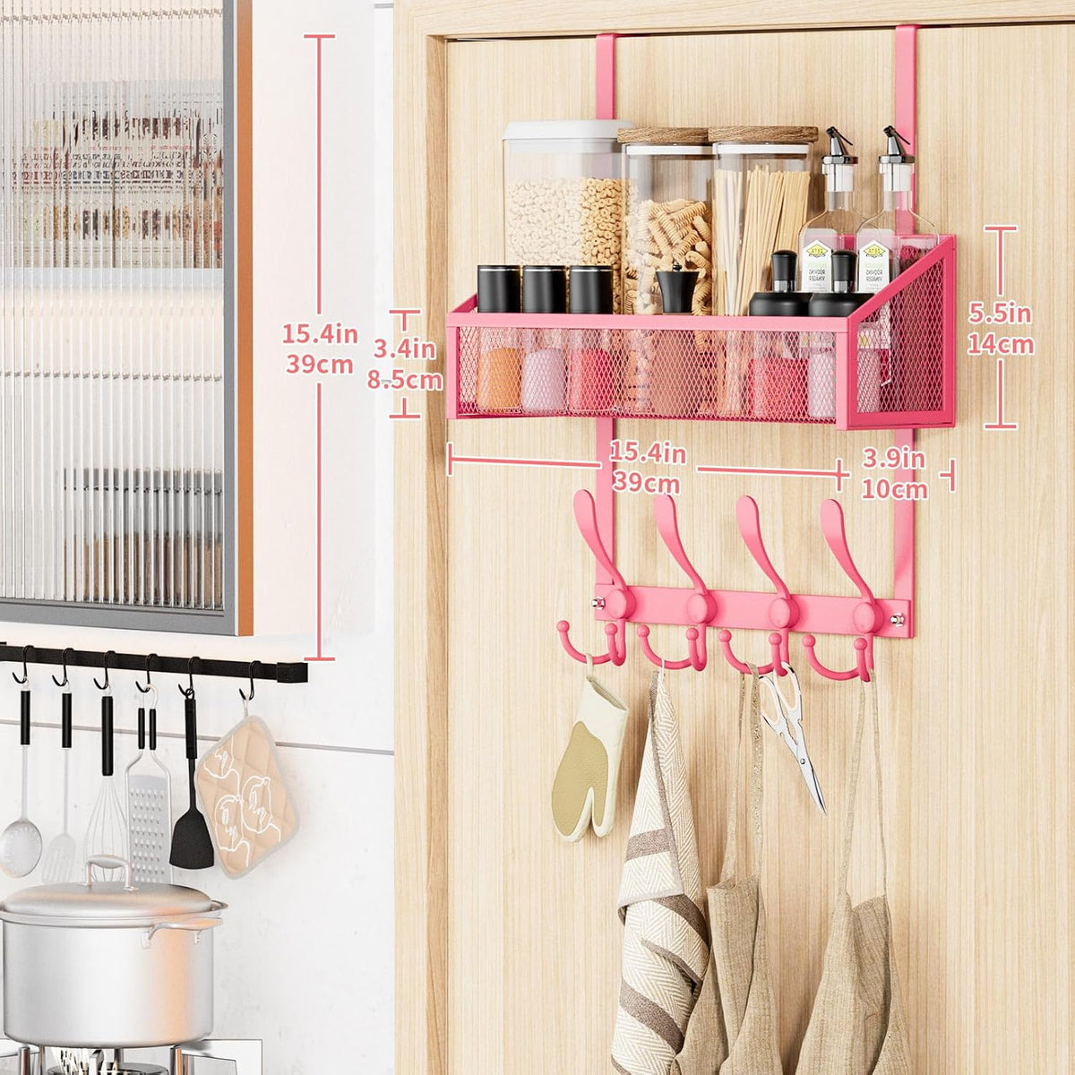 Over The Door Hooks Organizer, Coat Rack Over The Door Storage Hanger Towel Rack, Back of Door Storage Organizer for Bathroom,Bedroom,Kitchen,Office (Black, 3-Tier)