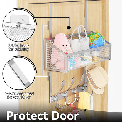Over The Door Hooks Organizer, Coat Rack Over The Door Storage Hanger Towel Rack, Back of Door Storage Organizer for Bathroom,Bedroom,Kitchen,Office (Black, 3-Tier)