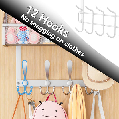 Over The Door Hooks Organizer, Coat Rack Over The Door Storage Hanger Towel Rack, Back of Door Storage Organizer for Bathroom,Bedroom,Kitchen,Office (Black, 3-Tier)