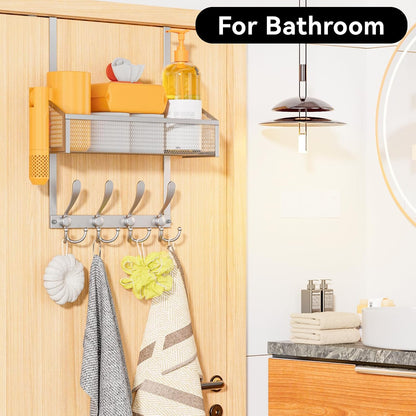 Over The Door Hooks Organizer, Coat Rack Over The Door Storage Hanger Towel Rack, Back of Door Storage Organizer for Bathroom,Bedroom,Kitchen,Office (Black, 3-Tier)