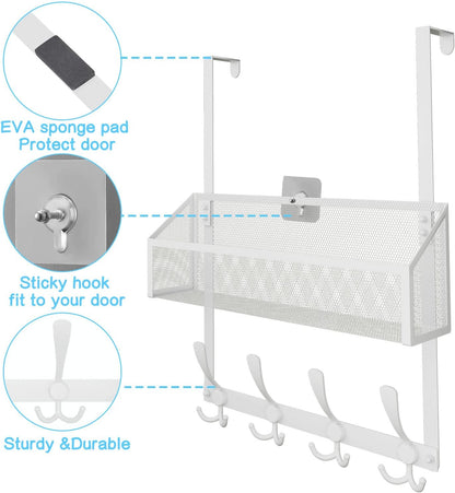 Over The Door Hooks Organizer, Coat Rack Over The Door Storage Hanger Towel Rack, Back of Door Storage Organizer for Bathroom,Bedroom,Kitchen,Office (Black, 3-Tier)