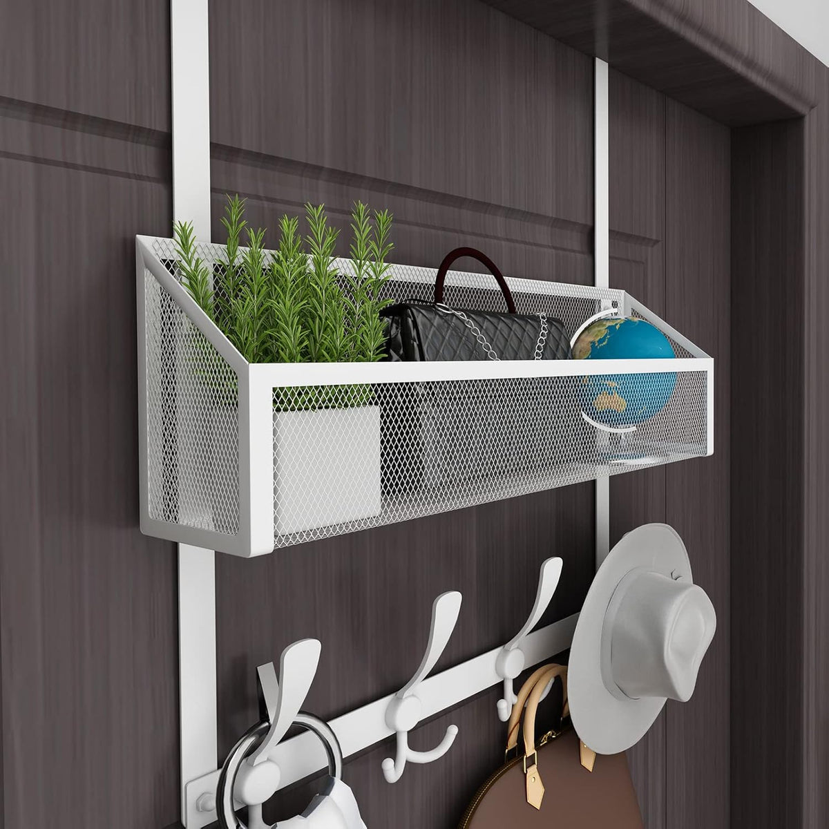 Over The Door Hooks Organizer, Coat Rack Over The Door Storage Hanger Towel Rack, Back of Door Storage Organizer for Bathroom,Bedroom,Kitchen,Office (Black, 3-Tier)