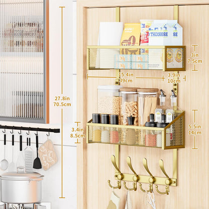 Over The Door Hooks Organizer, Coat Rack Over The Door Storage Hanger Towel Rack, Back of Door Storage Organizer for Bathroom,Bedroom,Kitchen,Office (Black, 3-Tier)