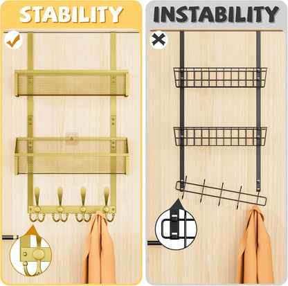 Over The Door Hooks Organizer, Coat Rack Over The Door Storage Hanger Towel Rack, Back of Door Storage Organizer for Bathroom,Bedroom,Kitchen,Office (Black, 3-Tier)