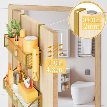 Over The Door Hooks Organizer, Coat Rack Over The Door Storage Hanger Towel Rack, Back of Door Storage Organizer for Bathroom,Bedroom,Kitchen,Office (Black, 3-Tier)