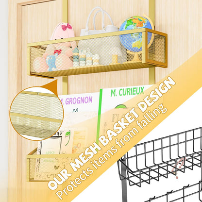 Over The Door Hooks Organizer, Coat Rack Over The Door Storage Hanger Towel Rack, Back of Door Storage Organizer for Bathroom,Bedroom,Kitchen,Office (Black, 3-Tier)