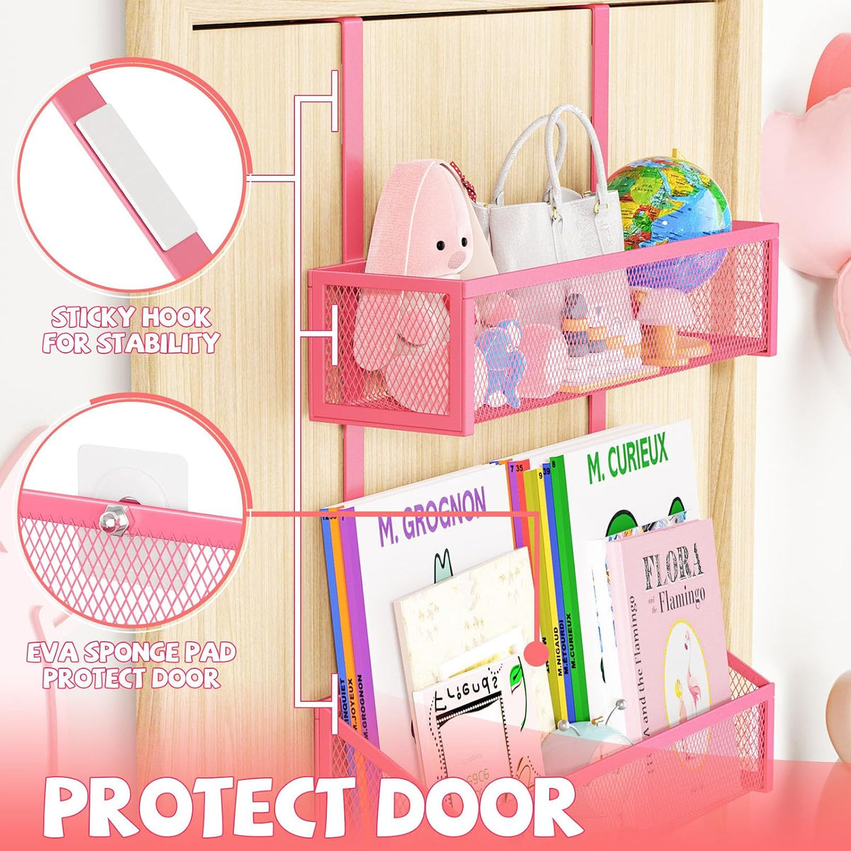 Over The Door Hooks Organizer, Coat Rack Over The Door Storage Hanger Towel Rack, Back of Door Storage Organizer for Bathroom,Bedroom,Kitchen,Office (Black, 3-Tier)