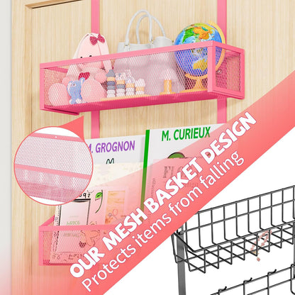 Over The Door Hooks Organizer, Coat Rack Over The Door Storage Hanger Towel Rack, Back of Door Storage Organizer for Bathroom,Bedroom,Kitchen,Office (Black, 3-Tier)