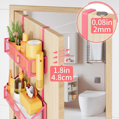 Over The Door Hooks Organizer, Coat Rack Over The Door Storage Hanger Towel Rack, Back of Door Storage Organizer for Bathroom,Bedroom,Kitchen,Office (Black, 3-Tier)