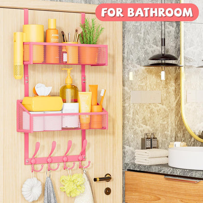 Over The Door Hooks Organizer, Coat Rack Over The Door Storage Hanger Towel Rack, Back of Door Storage Organizer for Bathroom,Bedroom,Kitchen,Office (Black, 3-Tier)