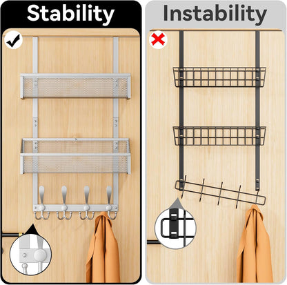 Over The Door Hooks Organizer, Coat Rack Over The Door Storage Hanger Towel Rack, Back of Door Storage Organizer for Bathroom,Bedroom,Kitchen,Office (Black, 3-Tier)