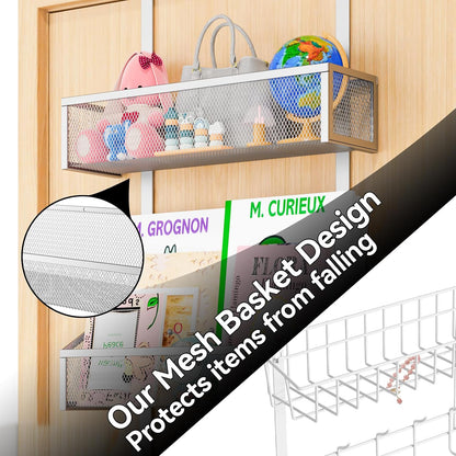 Over The Door Hooks Organizer, Coat Rack Over The Door Storage Hanger Towel Rack, Back of Door Storage Organizer for Bathroom,Bedroom,Kitchen,Office (Black, 3-Tier)