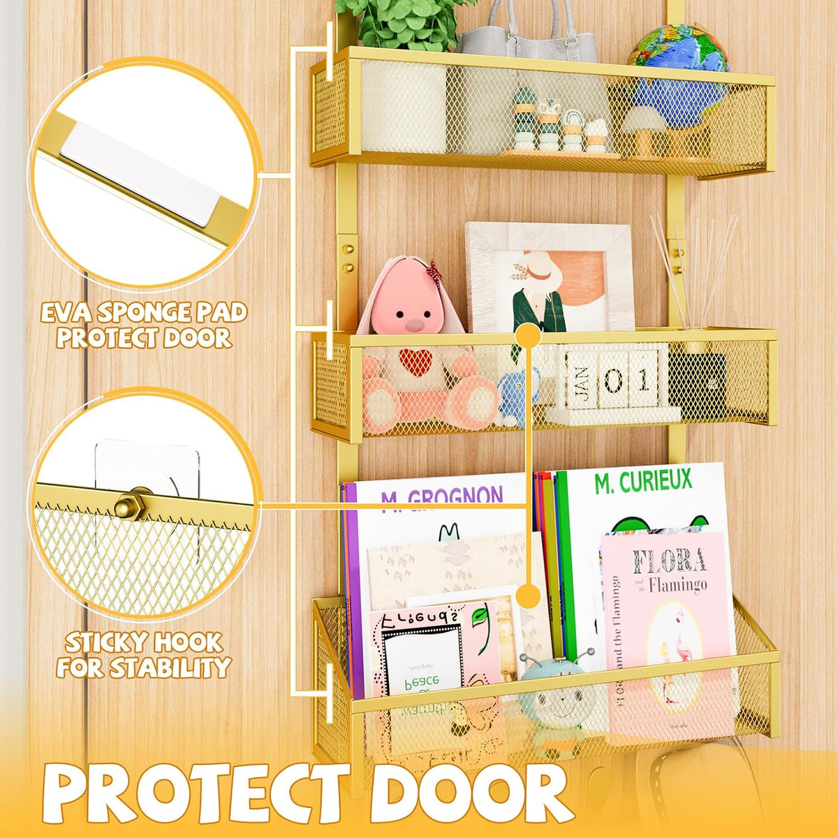 Over The Door Hooks Organizer, Coat Rack Over The Door Storage Hanger Towel Rack, Back of Door Storage Organizer for Bathroom,Bedroom,Kitchen,Office (Black, 3-Tier)
