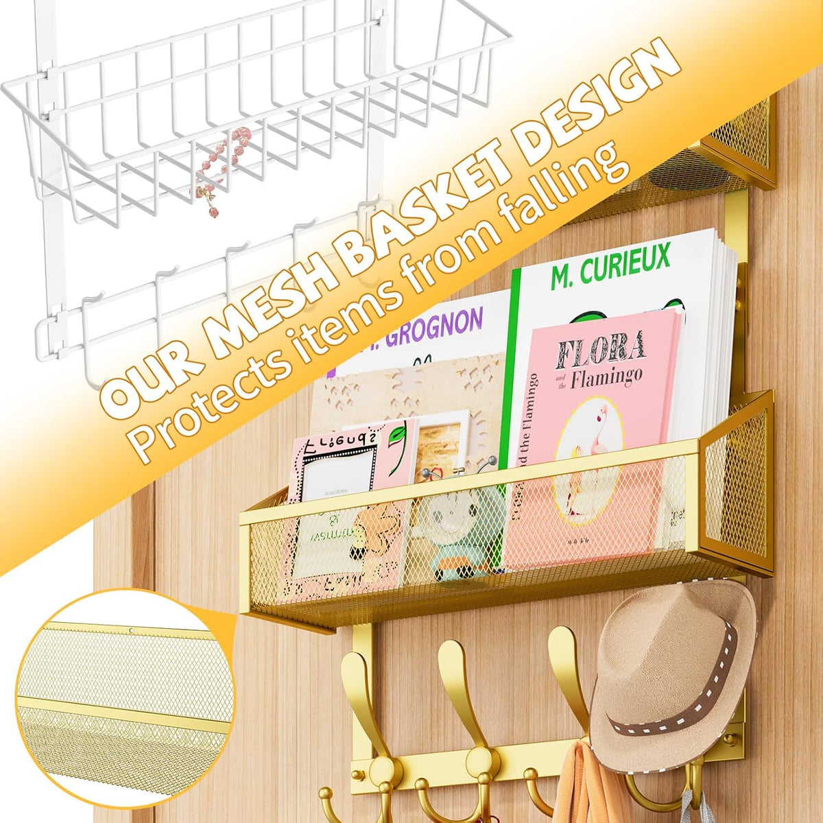 Over The Door Hooks Organizer, Coat Rack Over The Door Storage Hanger Towel Rack, Back of Door Storage Organizer for Bathroom,Bedroom,Kitchen,Office (Black, 3-Tier)