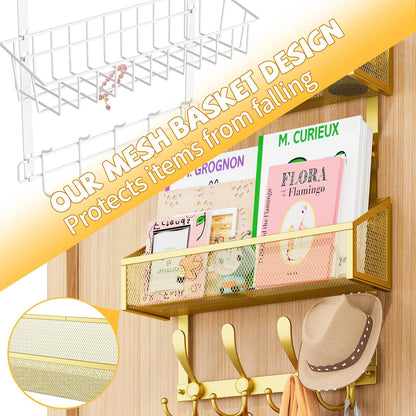 Over The Door Hooks Organizer, Coat Rack Over The Door Storage Hanger Towel Rack, Back of Door Storage Organizer for Bathroom,Bedroom,Kitchen,Office (Black, 3-Tier)