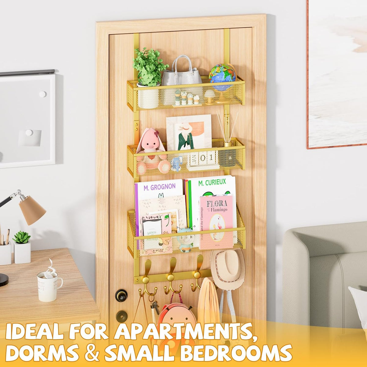 Over The Door Hooks Organizer, Coat Rack Over The Door Storage Hanger Towel Rack, Back of Door Storage Organizer for Bathroom,Bedroom,Kitchen,Office (Black, 3-Tier)