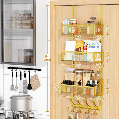 Over The Door Hooks Organizer, Coat Rack Over The Door Storage Hanger Towel Rack, Back of Door Storage Organizer for Bathroom,Bedroom,Kitchen,Office (Black, 3-Tier)