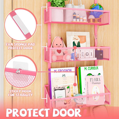 Over The Door Hooks Organizer, Coat Rack Over The Door Storage Hanger Towel Rack, Back of Door Storage Organizer for Bathroom,Bedroom,Kitchen,Office (Black, 3-Tier)