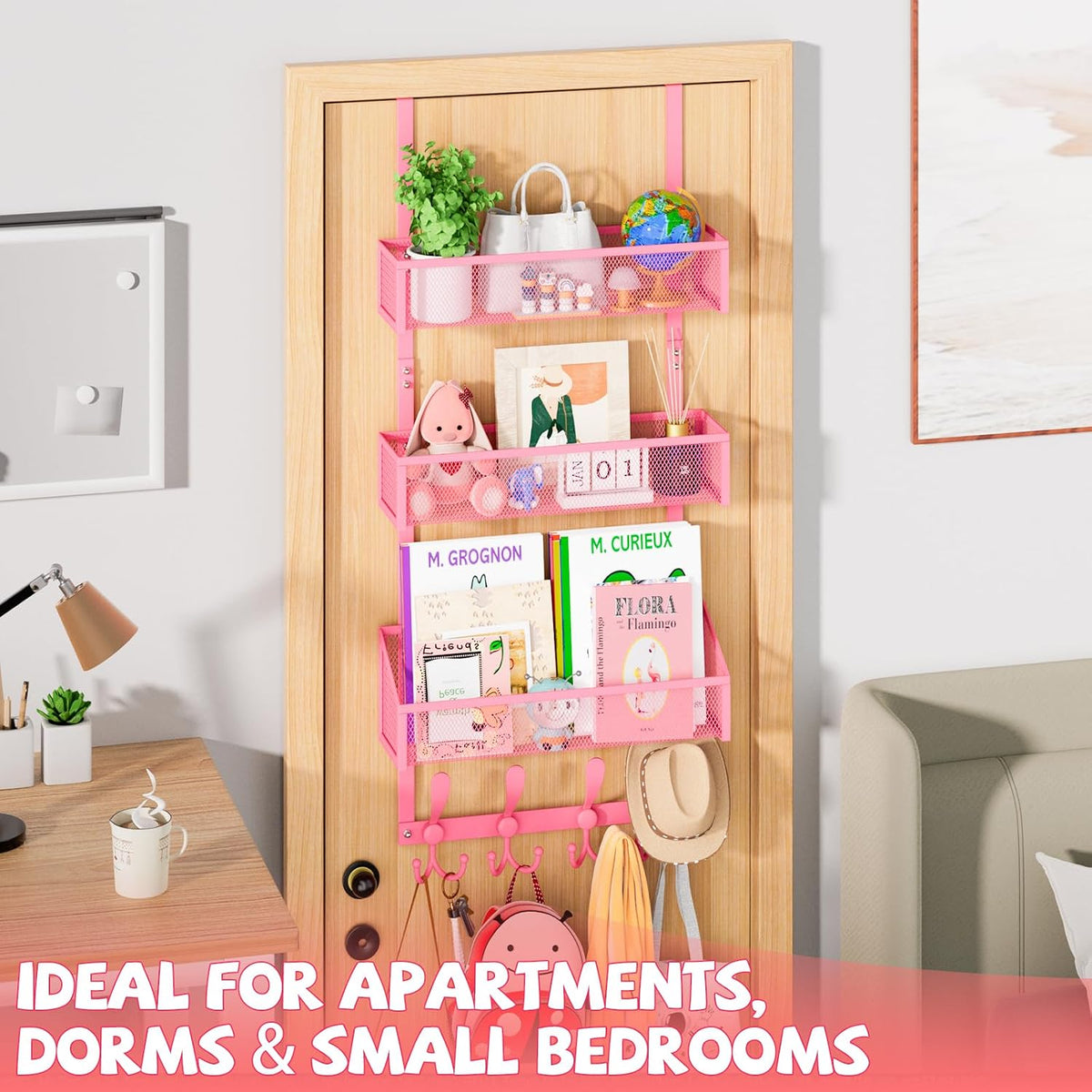 Over The Door Hooks Organizer, Coat Rack Over The Door Storage Hanger Towel Rack, Back of Door Storage Organizer for Bathroom,Bedroom,Kitchen,Office (Black, 3-Tier)