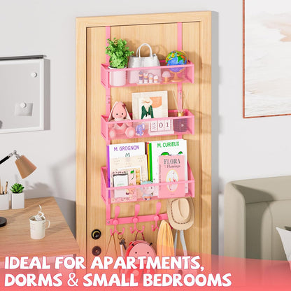 Over The Door Hooks Organizer, Coat Rack Over The Door Storage Hanger Towel Rack, Back of Door Storage Organizer for Bathroom,Bedroom,Kitchen,Office (Black, 3-Tier)