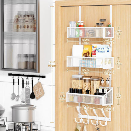 Over The Door Hooks Organizer, Coat Rack Over The Door Storage Hanger Towel Rack, Back of Door Storage Organizer for Bathroom,Bedroom,Kitchen,Office (Black, 3-Tier)